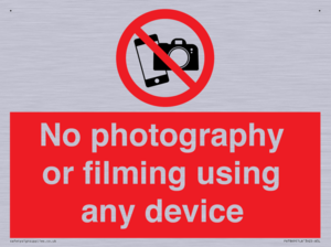 No photography or filming using any device